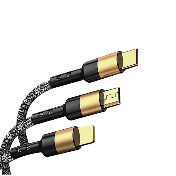 3-i-1 Laddningskabel Multipla Usb Guldpläterad 5a Supersnabb Laddning 2M