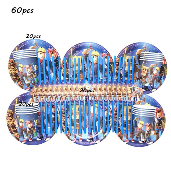 HOT Spil Roblox Fødselsdagsfest Dekorationer Robloxs Dekorationer Børn Engangsservice Sæt Baby Shower Fest Dekorationer BPX-6PCS