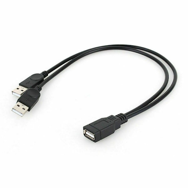 USB 2.0 Hunn Til 2 Dobbel USB Hann Strømadapter Y Splitter Kabel Ledning Kobling