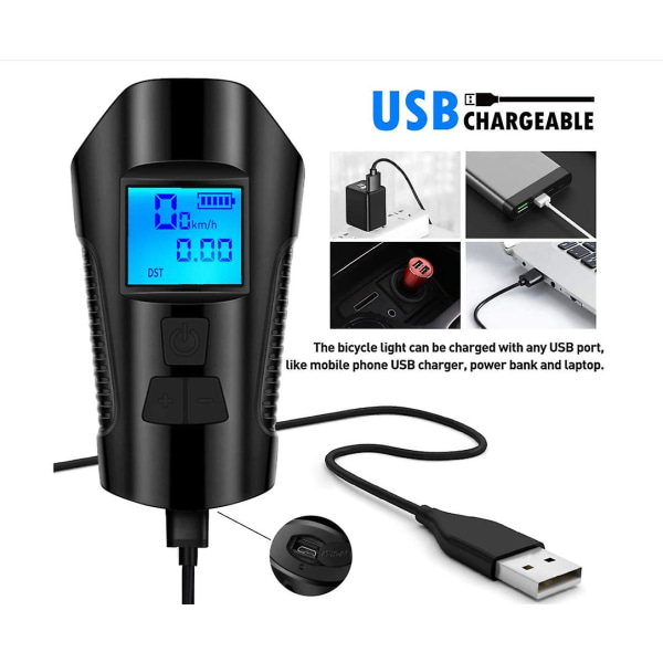 Set USB uppladdningsbar cykellampa Fram Bak Super