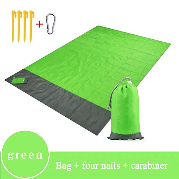 Lättviktig Sandfri Strandmatta Vattentät Vikbar Matta För Camping Utomhusaktiviteter Green 210*200cm