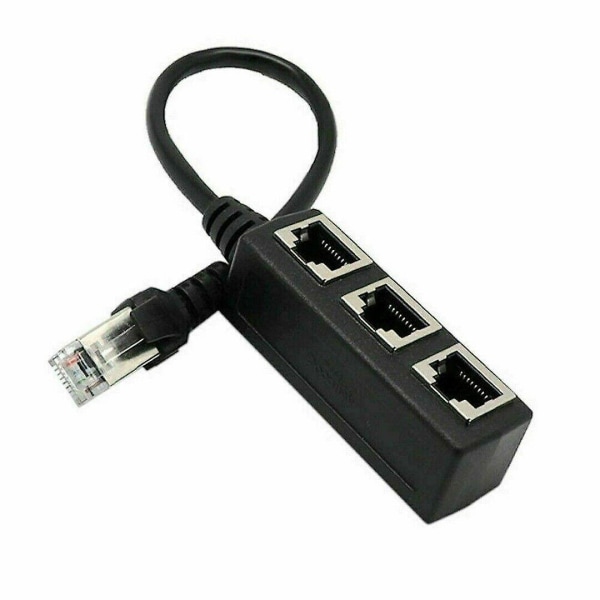Rj45 1 till 3 portars LAN Ethernet Splitter Adapter Kabel Nätverk LAN-kontakt El