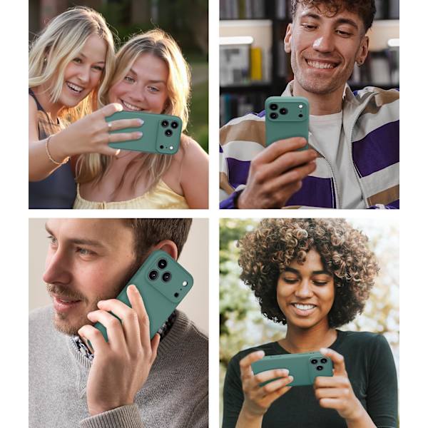 [LCS] Pine Green Ultra-Thin MagSafe Compatible Silicone Case for iPhone 17 Pro Max iPhone 17 Pro Max vert pin