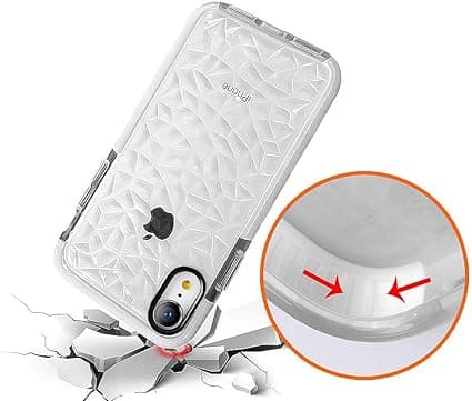 Kompatibelt iPhone XR deksel, krystallklart, slankt diamantmønster