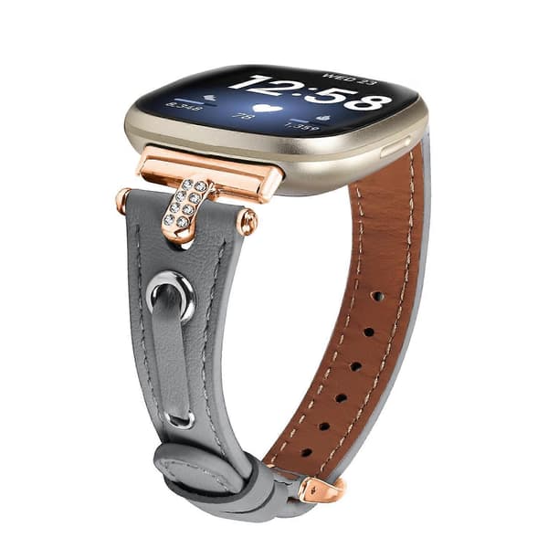 [LCS] Äkta koläderrem typ B kompatibel med Fitbit Versa 4/Sense 2 klocka (roséguldspänne) Style C