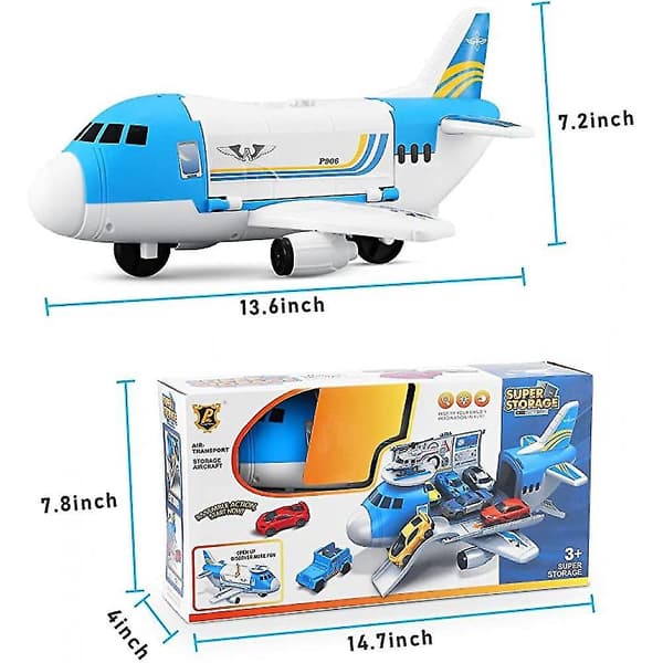 Transportflygplan och billeksaksset, 4-delars minibilset och 1 helikopter