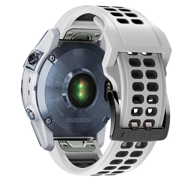 [LCS] Silikonrem kompatibel med Garmin Fenix 7 22mm White Black