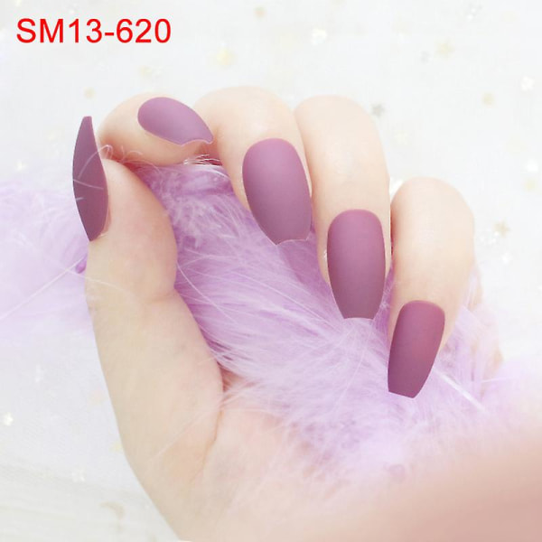 24 stk./sett Matte Løsnegler Full Tips Kvinner Falske Fingernegler Neglekunst Dekorasjonsverktøy Sm13-620