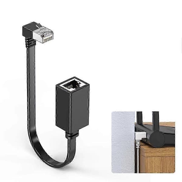 90 graders rettvinklet CAT7 Ethernet-kabel RJ45-forlengelse for PC 15cm W Bend down