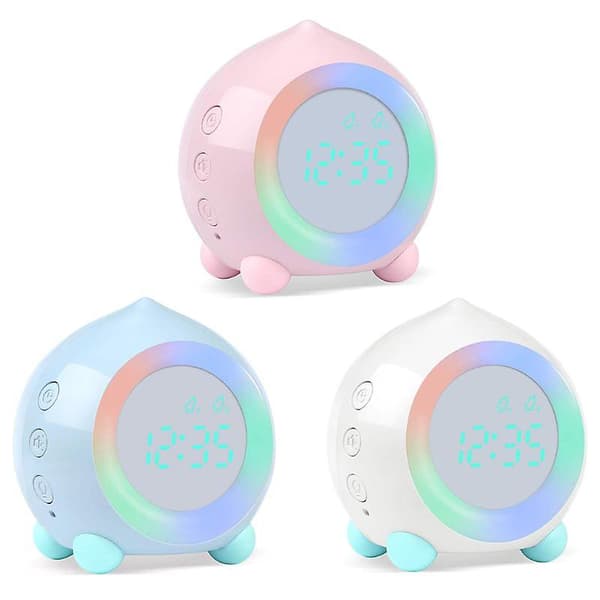 Lasten digitaalinen Bluetooth-herätyskello auringonnoususimulaattorilla ja LED-yövalolampulla Pink