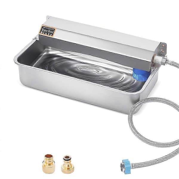 Automatisk vanndispenser for hund, 2 gallon rustfri stålskål for innendørs/utendørs Silver