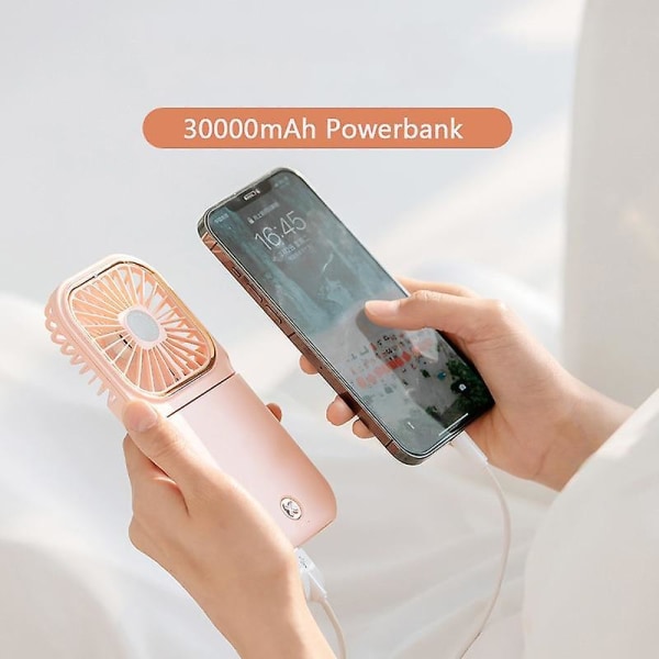 1 STK 3000mAh Power Bank, Mini Power Bank, hopfällbar halsfläkt, Mobiltelefonhållare