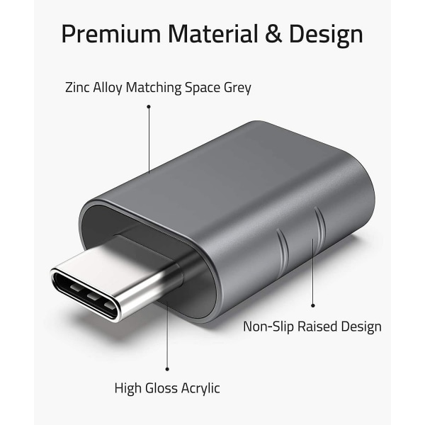 2-pack USB-C till USB 3.0-adapter Typ-C till USB hona-adapter för Macbook Pro/Air