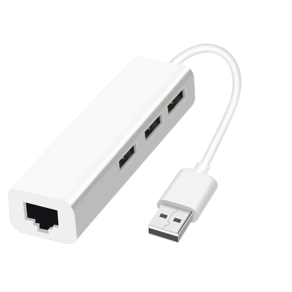 USB Ethernet med 3 portar USB hub 2.0 Rj45 Lan nätverkskort USB till Ethernet-adapter för Mac Ios Android PC