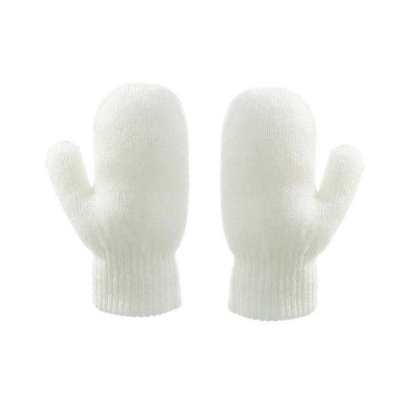 Vinter Polar Fleece Myk Varm Lue og Hanskesett for Barn white