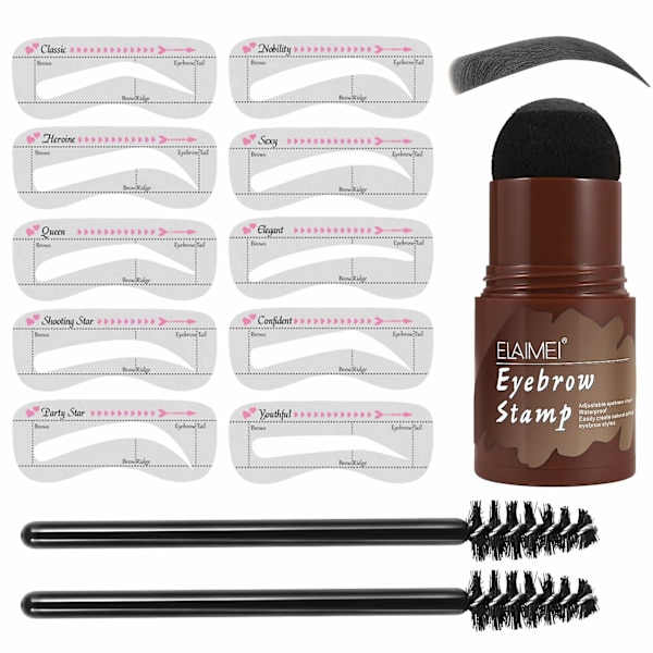 [LCS]Perfect Brows Stencil & Stamp Kit With 2 Brushes One Step Long Lasting Shaping Kit Waterproof Black