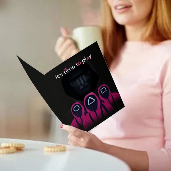 5 kpl Luova Squid Game Syntymäpäiväkortti Squid Game Korttikutsu Style D