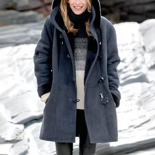 Plus Size Damefrakke Fleece Hætte Cardigan Casual Langærmet Varmt Overtøj Til Efterår Vinter Green L