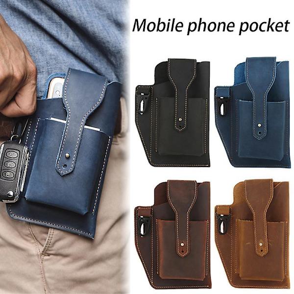 Udendørs Sport Løb Dobbelt Mobiltelefon Lommer Pose Bælte Etui Universal Mobiltelefonholder Til Brown material - Vegan Leather