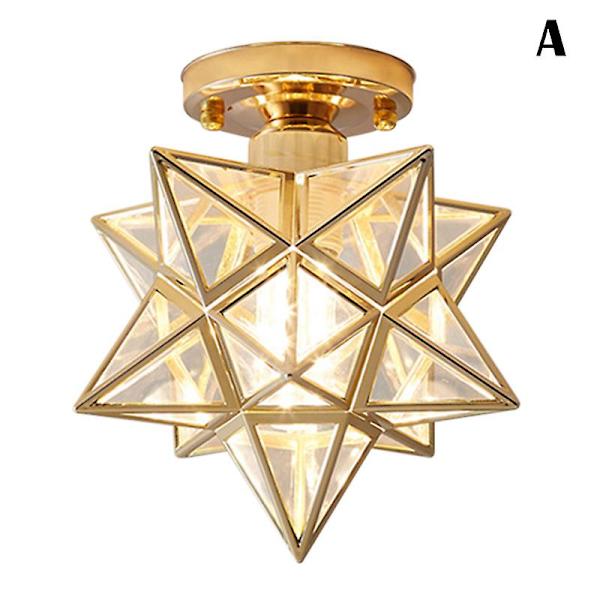 Taklampe Femkantet Stjerne Taklampe Gang Balkong Små Lamper Jernkunstlampe Golden A