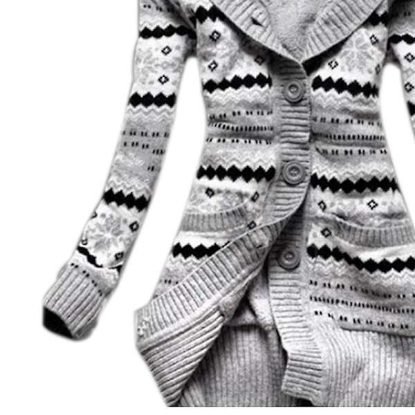 Kvinnor Vinter Tjock Huvtröja Cardigans Tröjor Fleece Varm Solid Lös Stickad Rock Långärmad S