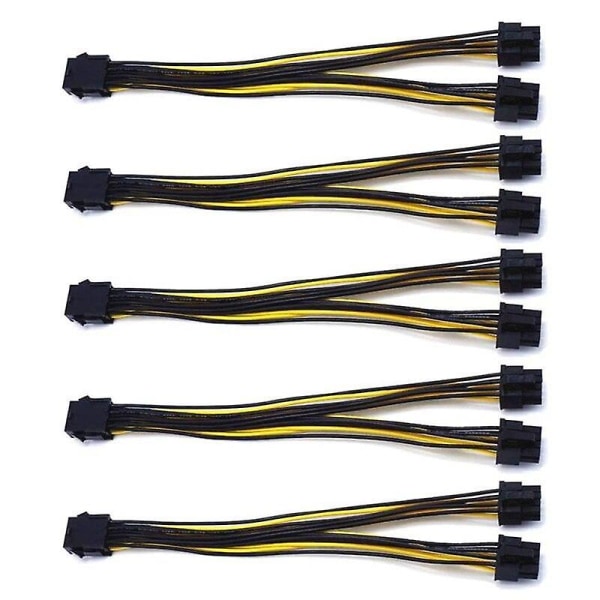 5-pakning pci-e 8-pin til 2x 8-pin (6+2) strømsplitterkabel for pci