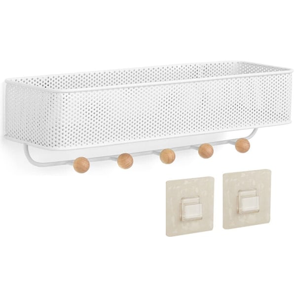 Entré-organisator, perfekt til opbevaring af nøgler, små accessories, post, tegnebøger og mere, hvid finish