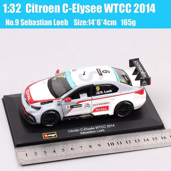 1/32 Skala Citroen C-elysee Wtcc 2014 #9 Sebastian Loeb Ds3 Wrc #2 Mikko Hirvonen Diecast Fordonsmodellbil Leksaksrepliker