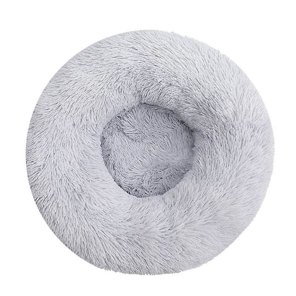 Katte Hunde Senge Vinter Varm Sovesofa Donut Cuddler Rund Varm Seng Kæledyrsartikler light gray