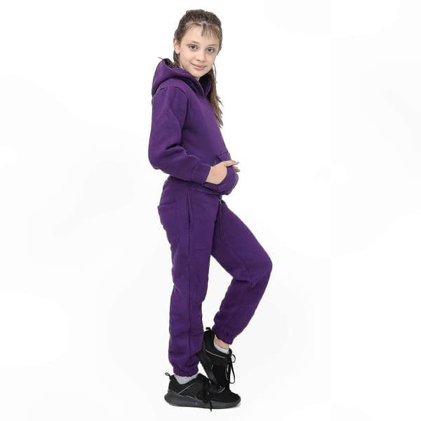 [LCS]Ensfarget unisex hettegenser med joggebukse Purple 7-8 Years