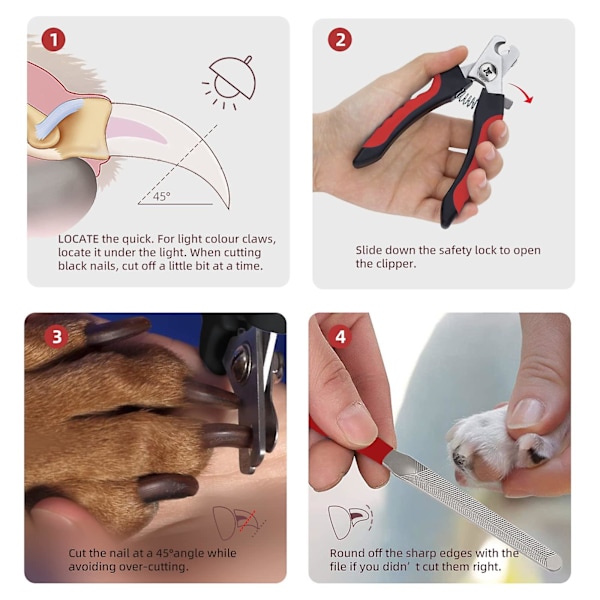 Klotång för hundar och katter - Kloklippare för hundar och katter, stora till små raser, med gratis nagelfil, professionell klotång för husdjur (L)