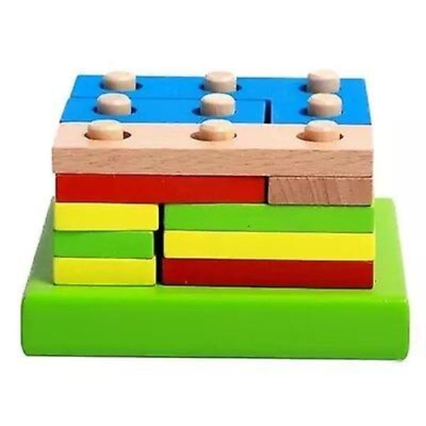 16st Tetris Trä Montessori Material Matematik Utbildningsgeometri Montering byggsten för barn Färgform Kognitiv leksak