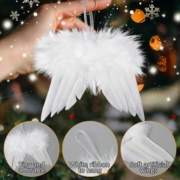 [LCS] Pakke med 24 englefjer vinger ornament - 4,72 4,6 tommer hvide mini englevinger