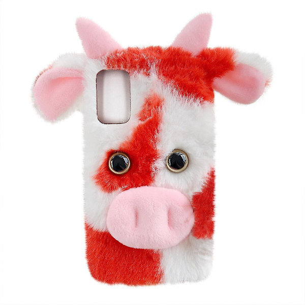 Fluffy Cow Puhelin Kotelo Ihana Pehmoinen Puhelimen Kotelo Yhteensopiva S21 Ultra 5g:n kanssa Red
