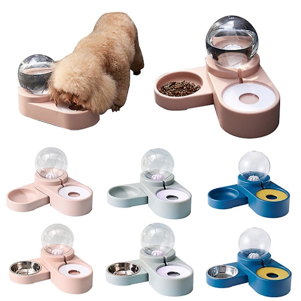Automatisk Foderautomat Vanddispenser Kat Hund Drikkeskål Hunde Foderskål Silikone Skåle Blue