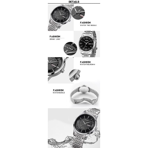 DOM M-11D Vattentät Herrarmbandsur i rostfritt stål Business Style Quartz Watch