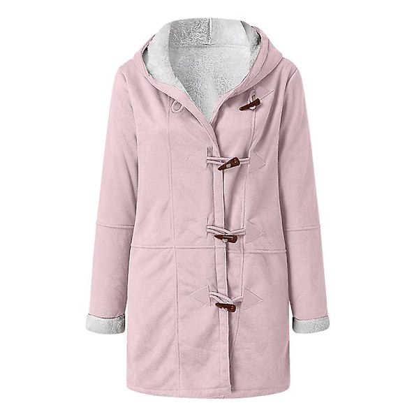 Damkappa i Stora Storlekar Fleece Huvtröja Kofta Casual Långärmad Värmande Ytterkläder För Höst Vinter Pink 4XL