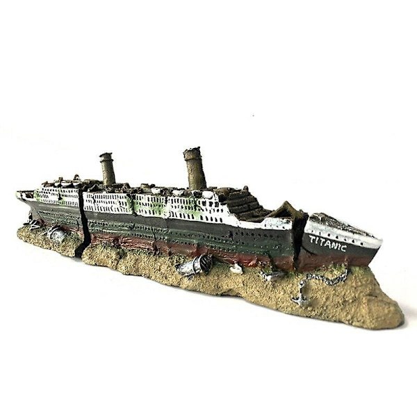 Akvarium Titanic Middelhavsmodel Skibsdekorationer Kunstigt Skibsvrag Boligindretning Resin