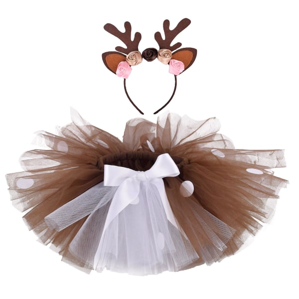 Tecknad bambi photographytutu kjol jul fluffiga bruna rådjur Brown 0-6m