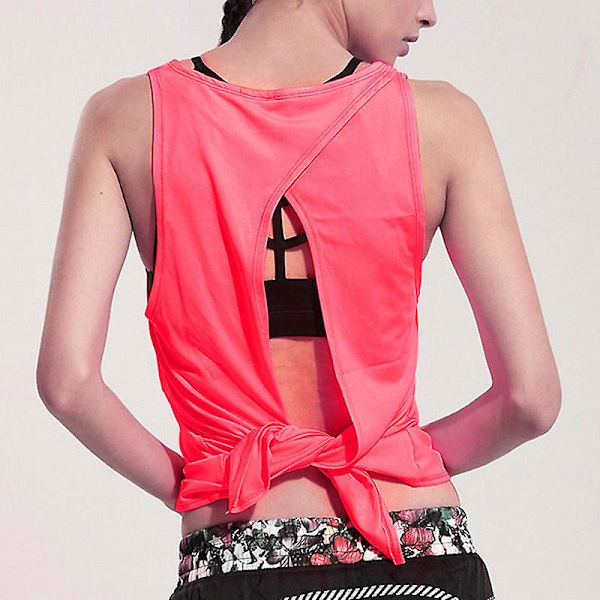 Sexy Yoga Vest T-skjorte for kvinner, hul rygg, sportsfitness tanktopp, yoga løping, gym jogging vesttopper S