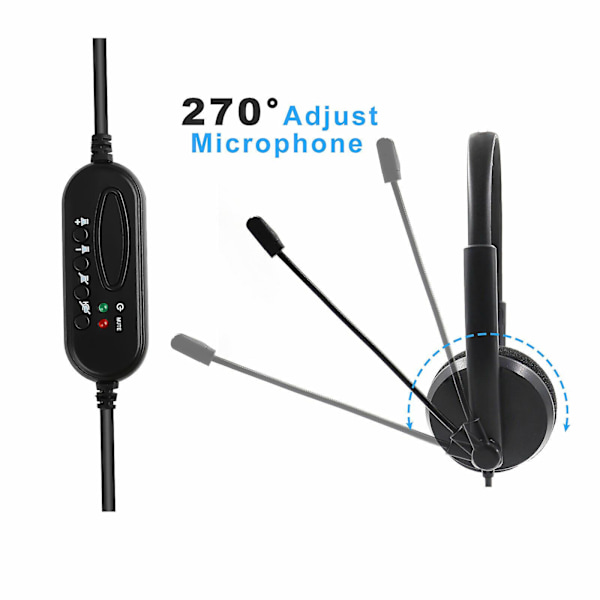 USB-headset for PC-chat med mikrofon og støyreduksjon