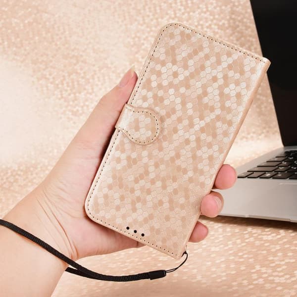 [LCS] Redmi A5 4G - Mobilfodral i honningkake med dot-tekstur i lær Guld
