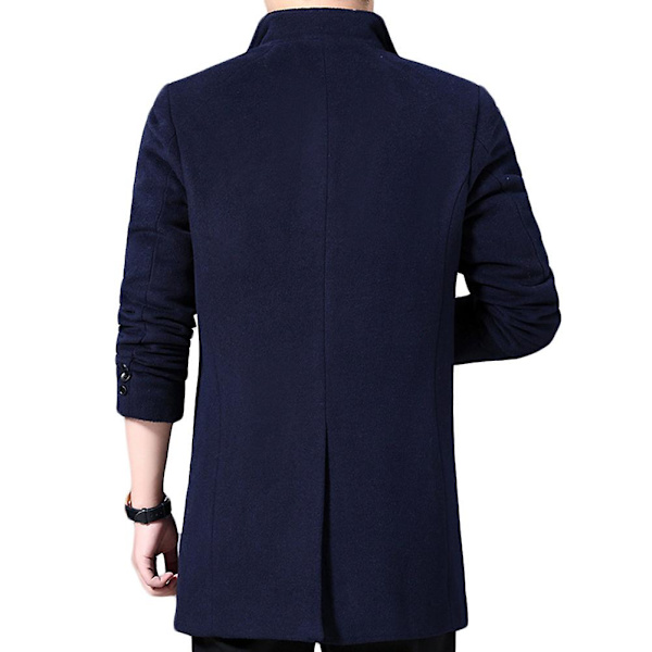 Herr Enfärgad Enkelknäppt Tredelad Trenchcoat i Blandmaterial