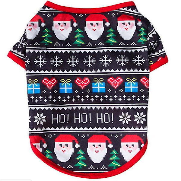 [LCS] Hund Kat Juleprintet Pull-over Kæledyrstøj Til Hvalp SANTA L