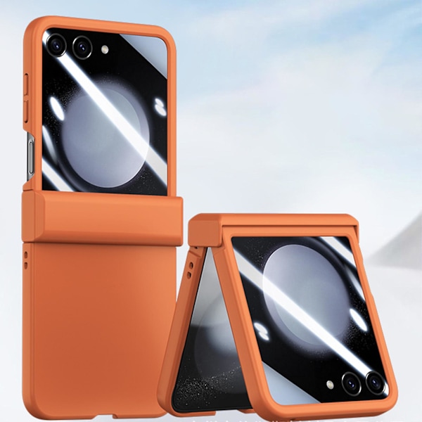 Flip 5 -kotelo, ohut PC-suojakotelo, yhteensopiva Samsung Galaxy Z Flip 5:n kanssa, esteetön näyttöikkuna ja H-sarana suoja Oranssi For Galaxy Z Flip 5 Orange