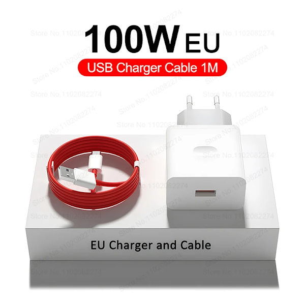 100W Supervooc oplader en 8A USB C-kabel 1m voor One Plus 13/12R/11
