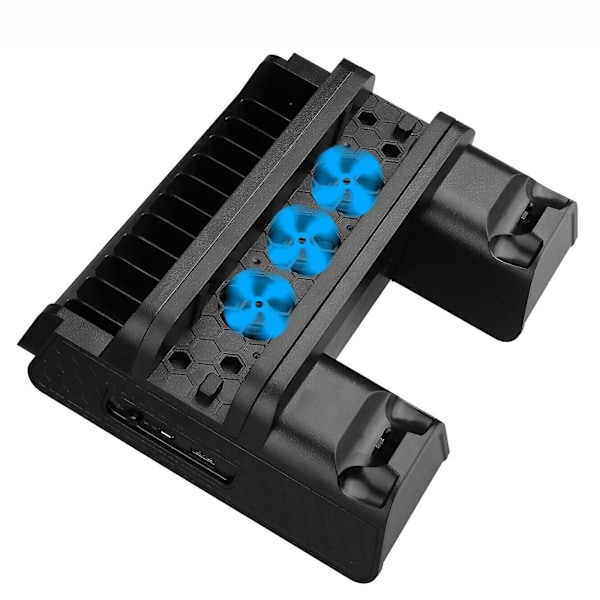 PS4 Pro / Slim Vertikal Stand + Køleventilator Controller Opladningsstation