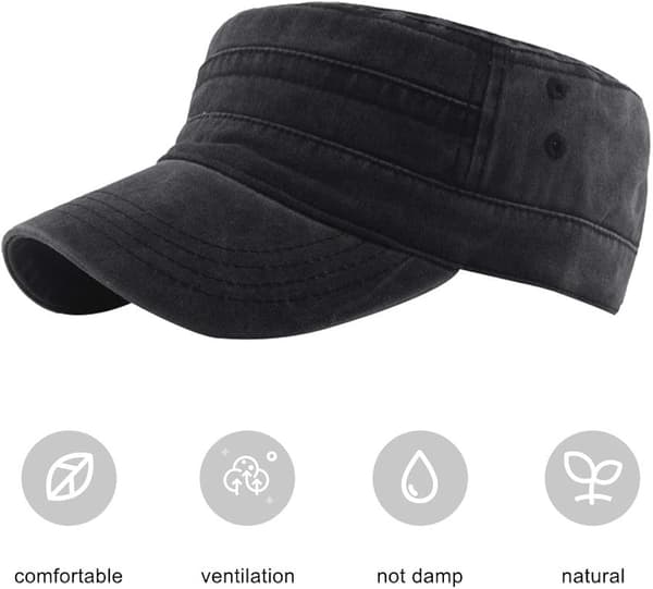 [LCS] Men's Vintage Cap Adjustable Military Cap Army Cadet Hat Cotton B