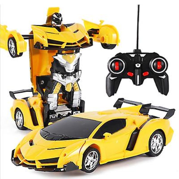 Fjärrkontroll deformation robot polisbil fjärrkontroll leksak barn laddningsbar leksak yellow