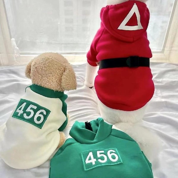 Kjæledyr Squid Game Katt Hund Hettegenser Varmt Kostyme Klær Square red M